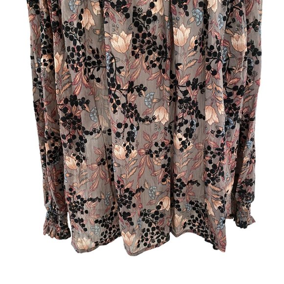 Knox Rose Floral Velvet Burnout Shirt Smocked Victorian Dark Fairy Whimsigoth-XL - Picture 8 of 16